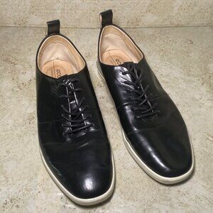 Ecco Black‎ Leather Low-Top Sneakers Lace-Up Casual Comfort Shoes